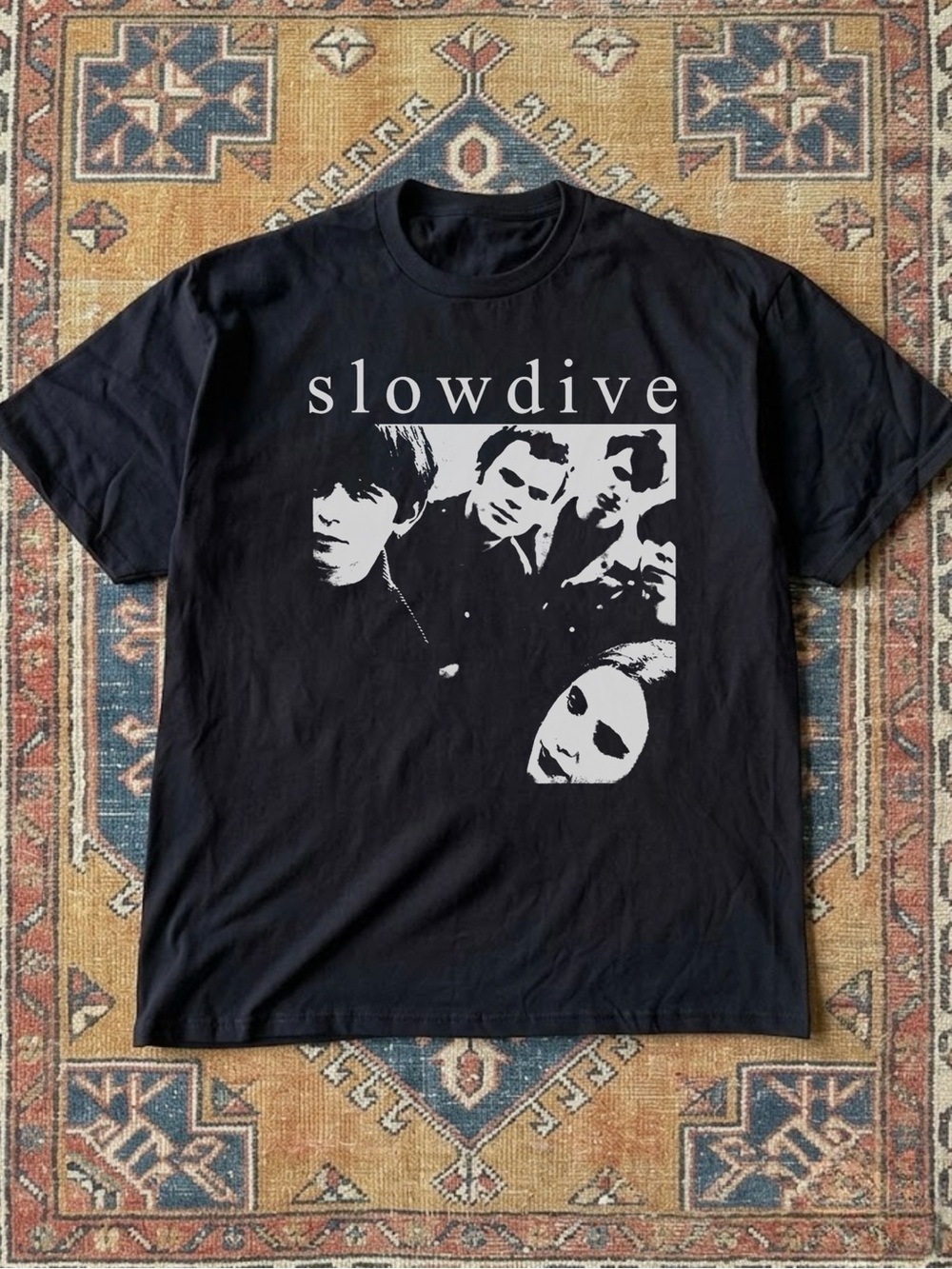 Slowdive Vintage 90s Black Graphic Band T‑Shirt
